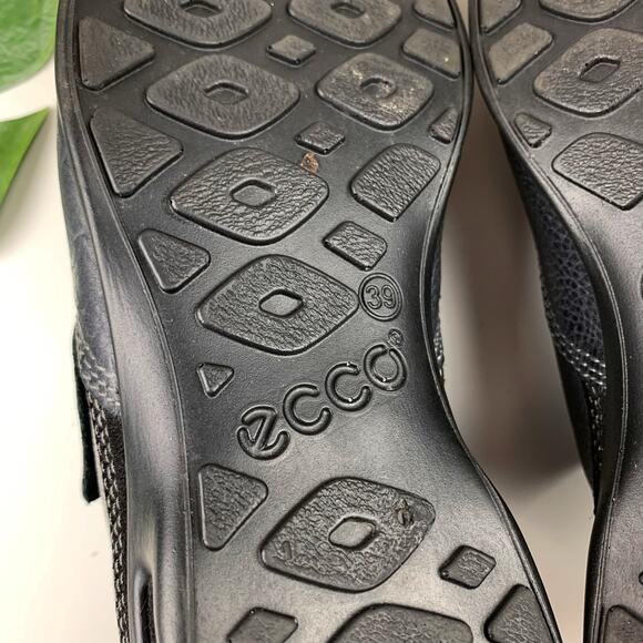 Ecco Comfort Shoes Black Leather Adjustable Strap Women's 39 US 8 8.5 - Picture 11 of 12